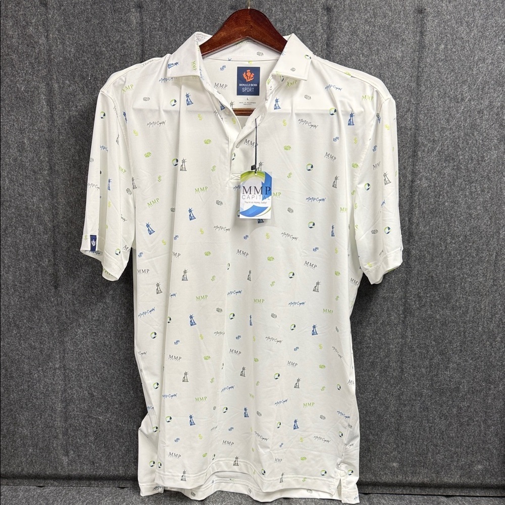 Donald Ross  White Patterned Polo Shirt for Men